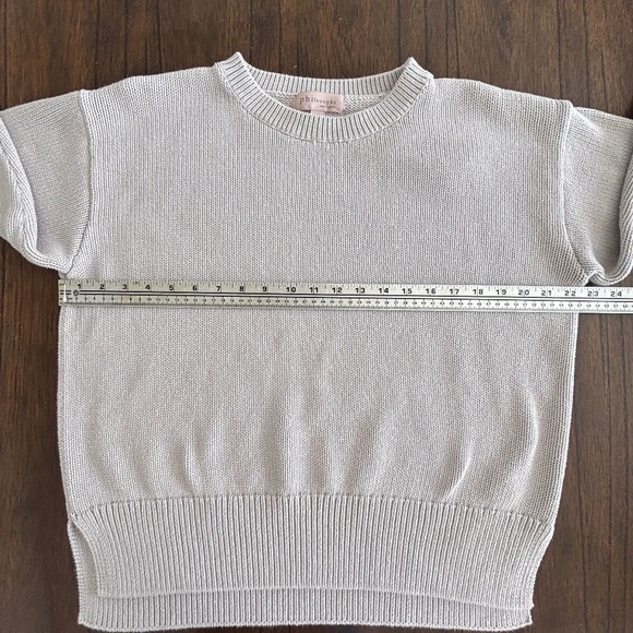 Philosophy 100% cotton split hem knit crew neck sweater size L - Picture 11 of 13